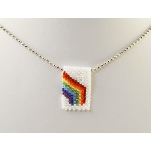 Stainless steel chain necklace with hand made multi- color pendant